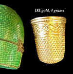 Antique 18th Century French 18k Gold Thimble in Original Shagreen Case, Etui, Necessaire