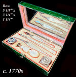 Antique French c. 1770s Palais Royal Mother of Pearl Wriiter's Set, Necessaire, Pen Inkwells, seal, 18th Century
