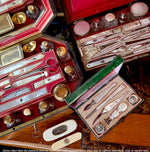 Antique French c. 1770s Palais Royal Mother of Pearl Wriiter's Set, Necessaire, Pen Inkwells, seal, 18th Century