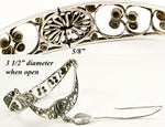 Rare Antique Pre-Early Victorian Era Silver Filagree Bangle Bracelet Yarn or Silk Skein Holder 1  for Needlework, Crochet