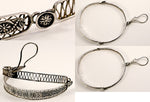 Rare Antique Pre-Early Victorian Era Silver Filagree Bangle Bracelet Yarn or Silk Skein Holder 2  for Needlework, Crochet