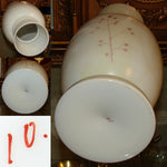 Antique Victorian Era White Opaline Glass 11" Vase, Colorful Hand Painted Bird & Foliage