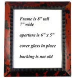 Antique Victorian Era 19th Century 8" Picture Frame, Tortoise Shell Veneer, Ebony