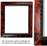 Antique Victorian Era 19th Century 8" Picture Frame, Tortoise Shell Veneer, Ebony