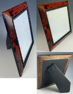Antique Victorian Era 19th Century 8" Picture Frame, Tortoise Shell Veneer, Ebony
