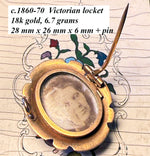 Elegant Little Antique French 18k Gold Double Locket Mourning Brooch, Napoleon III Era