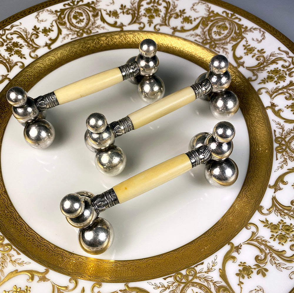 Stunning Group of 3 Opulent Antique English Knife Rests, 1897 British ...