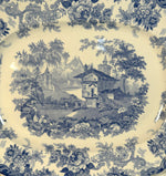 Fine Antique Victorian English Staffordshire Blue Transferware 15.75" Platter, Ironstone, Genevese Pattern China