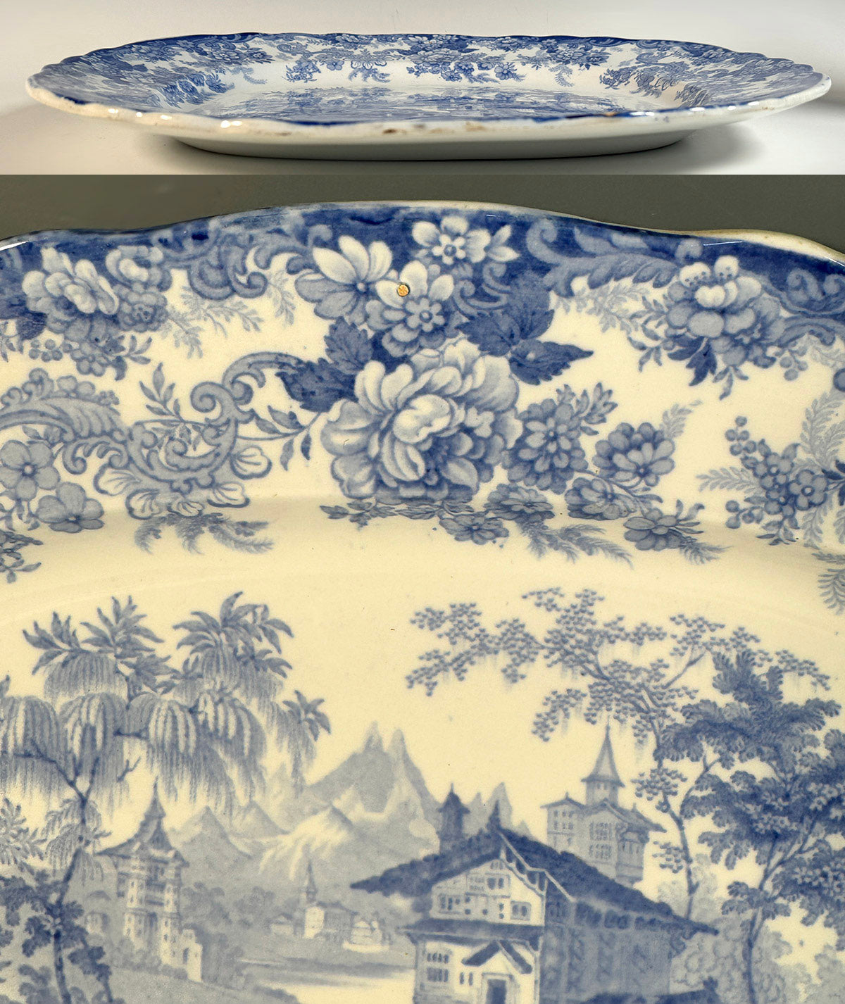 Fine Antique Victorian English Staffordshire Blue Transferware 15.75 ...