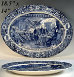 Collector's 18.5" x 14" Staffordshire Blue Transferware Platter, Declaration of Independence