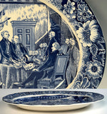 Collector's 18.5" x 14" Staffordshire Blue Transferware Platter, Declaration of Independence