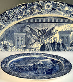 Collector's 18.5" x 14" Staffordshire Blue Transferware Platter, Declaration of Independence