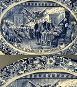 Collector's 18.5" x 14" Staffordshire Blue Transferware Platter, Declaration of Independence