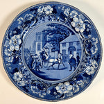 RARE Antique Early 1800s CLEWS plate. "Doctor Syntax taking Possession of his Living" Staffordshire Blue Transferware