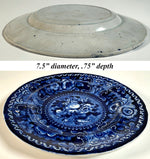 Rare c. 1828 - 30 English Staffordshire Blue Transferware 7.5" Plate, Stubbs and Kent, Longport Dark Blue