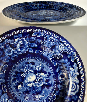 Rare c. 1828 - 30 English Staffordshire Blue Transferware 7.5" Plate, Stubbs and Kent, Longport Dark Blue