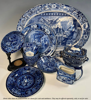 Rare c. 1828 - 30 English Staffordshire Blue Transferware 7.5" Plate, Stubbs and Kent, Longport Dark Blue