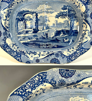 RARE Antique SPODE Blue Italian 18 5/8" Meat or Turkey Platter, English Blue Transferware