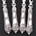 Antique French Sterling Silver Louis XIV or Rococo Pattern Chop Gigot Set of 12 in Original Box
