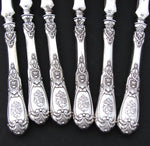 Elegant Antique French Sterling Silver 6pc Chop Gigot or Manche á Cotelettes Set