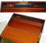 Antique Victorian Era Campaign Style 20" Writer's Box, Lap Desk or Ecritoire in Rosewood & Brass