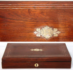 Antique French Watercolor Aquarelle Painting Artist's Box, Elegant Boulle Rosewood Chest
