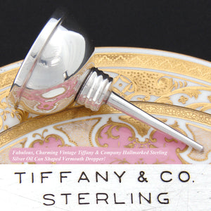 Rare Vintage Tiffany & Co. Hallmarked Sterling Silver Oil Can Shaped Vermouth Dropper