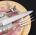 Antique French Sterling Silver 3pc Meat Carving Set, Empire Style Pattern, in Box