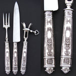 Antique French Sterling Silver 3pc Meat Carving Set, Empire Style Pattern, in Box