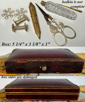 Antique French c.1810-30 Palais Royal 18k Gold Sewing and Scent Necessaire, Etui, Mother of Pearl