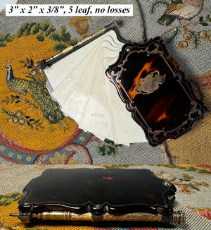 Exceptional 19th Century French Aide d'Memoire, Carnet du Bal, Note & Pen, 18k Tortoise Shell and Ivory