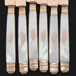Antique French 18K - 22K Gold Vermeil on Solid Silver 12pc Knife Set, Mother of Pearl Handles