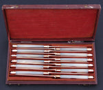Antique French 18K - 22K Gold Vermeil on Solid Silver 12pc Knife Set, Mother of Pearl Handles