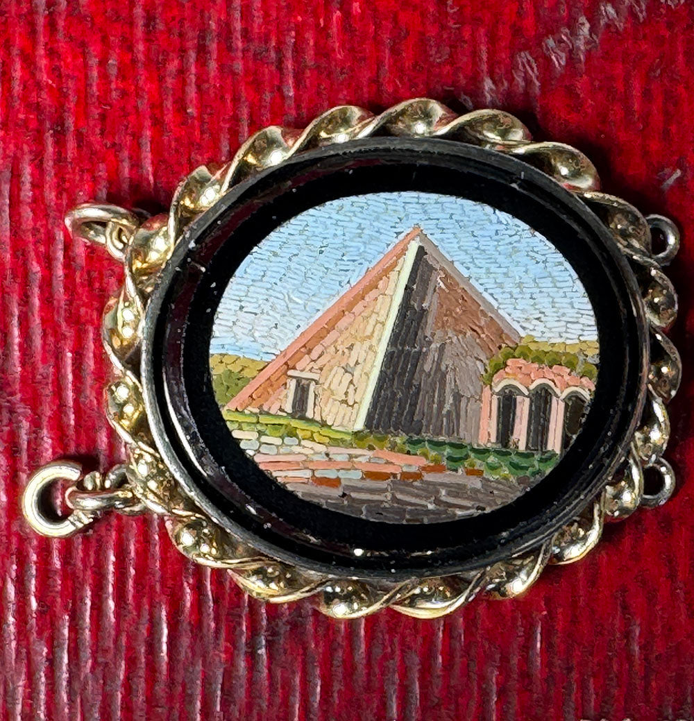 Antique 14k Mounted Victorian Micro Mosaic Plaque, The Pyramid of Caiu ...