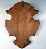 Superb Antique Black Forest Hand Carved Game Plaque Match Holder, Striker w Bird and Basket