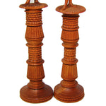 Antique Hand Carved Black Forest Figural Needle Case Pair, Thread Spools, Sewing Collector