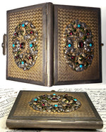Antique French Jeweled Carnet du Bal, Aide de Mémoire, c. 1848 Enamel and; Gem-Set Cartouche