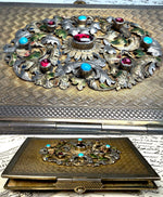 Antique French Jeweled Carnet du Bal, Aide de Mémoire, c. 1848 Enamel and; Gem-Set Cartouche