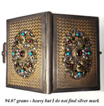 Antique French Jeweled Carnet du Bal, Aide de Mémoire, c. 1848 Enamel and; Gem-Set Cartouche