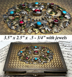 Antique French Jeweled Carnet du Bal, Aide de Mémoire, c. 1848 Enamel and; Gem-Set Cartouche
