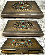 Antique French Jeweled Carnet du Bal, Aide de Mémoire, c. 1848 Enamel and; Gem-Set Cartouche