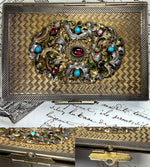 Antique French Jeweled Carnet du Bal, Aide de Mémoire, c. 1848 Enamel and; Gem-Set Cartouche
