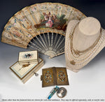 Antique French Jeweled Carnet du Bal, Aide de Mémoire, c. 1848 Enamel and; Gem-Set Cartouche