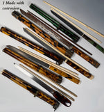 Group of 5 19th Century Antique Tortoise Shell Trousse w Ivory, Bone, Wood Chopsticks in Scabbard with Knife. Eating Utensils.