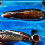 Antique French Boxed Set Match Vesta and Cigar Holder, 18k Gold Crown Monogram Necessaire