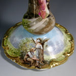 Lovely Antique Austrian 8" Candlestick Pair, Hand Painted Garden or Pastoral Scenes