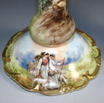 Lovely Antique Austrian 8" Candlestick Pair, Hand Painted Garden or Pastoral Scenes