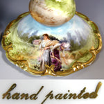 Lovely Antique Austrian 8" Candlestick Pair, Hand Painted Garden or Pastoral Scenes