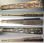 Antique 18th Century French Louis XVI Hand Painted Silk Fan Silver Pique Bone Monture c1775