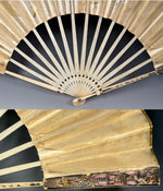 Antique 18th Century French Louis XVI Hand Painted Silk Fan Silver Pique Bone Monture c1775